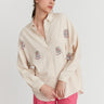 قميص نسائي كبير الحجم بأحجار وردية - Oversize Shirt With Pink Stones