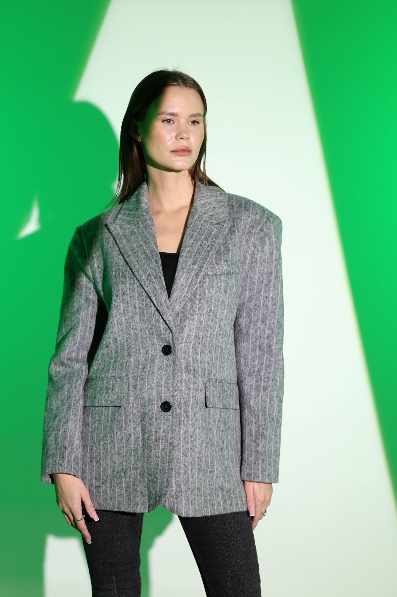 OVERSIZR Striped Grey blazer Jacket | CLOTHES | Jackets & Blazers | Lebbse OVERSIZR Striped Grey blazer Jacket | CLOTHES | Jackets & Blazers | Lebbse