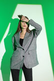 رمادى بليزر رصاصي مخطط اوفرسايز - OVERSIZR Striped Grey blazer Jacket