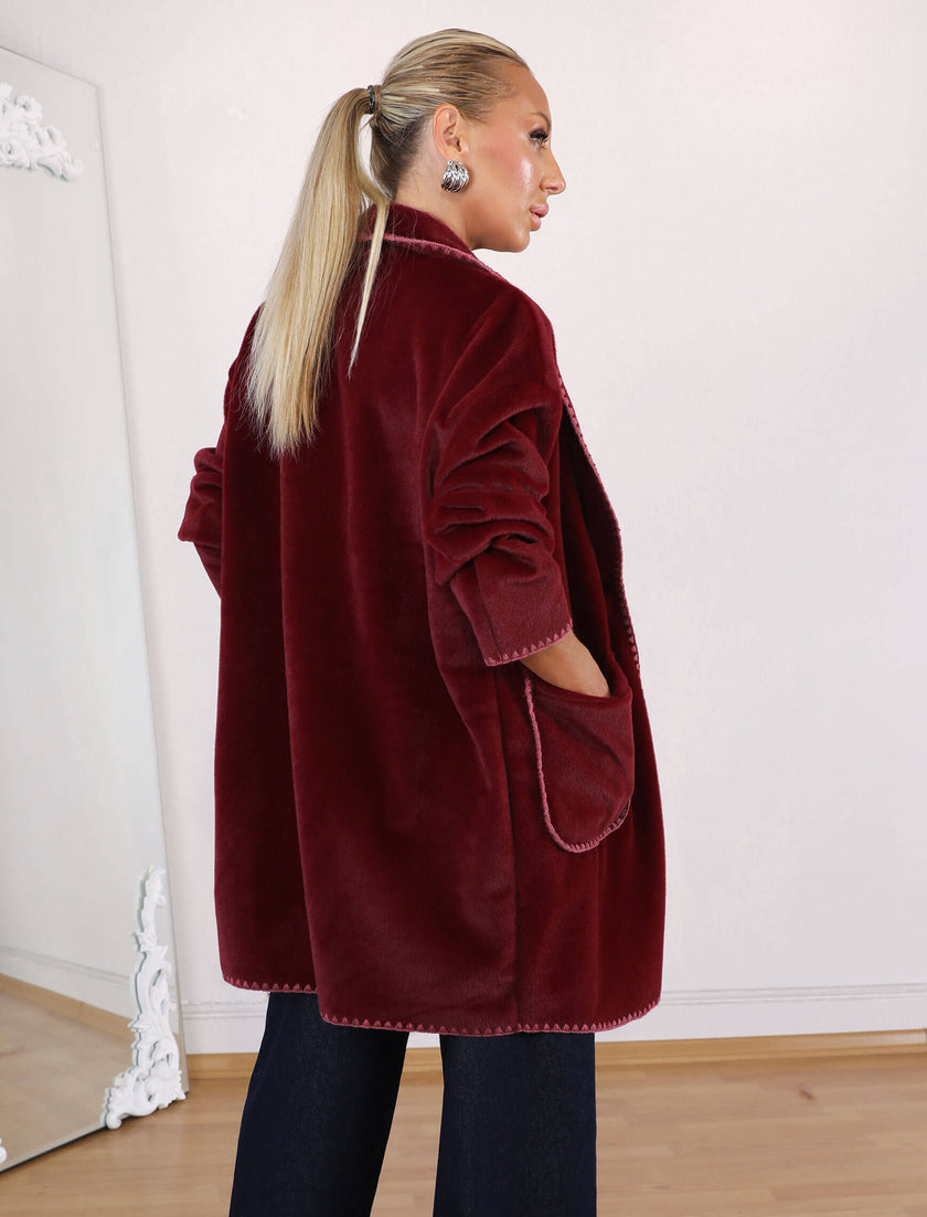 Burgundy Fur Cardigan