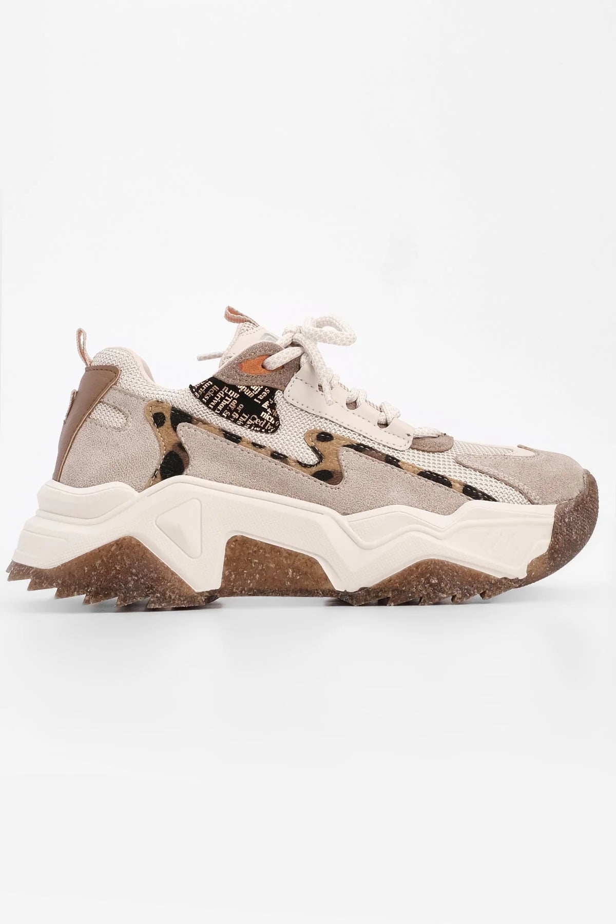 Women's Leopard Detail Sneakers Desya - Beige