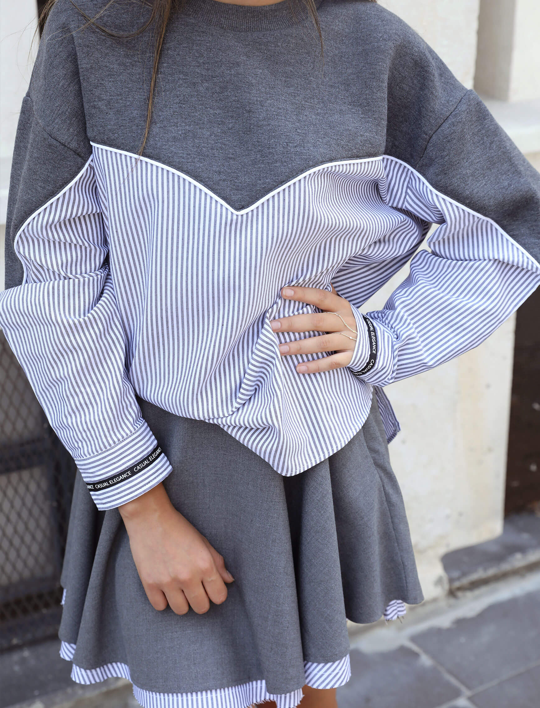 Gray Sweat Skirt Suit