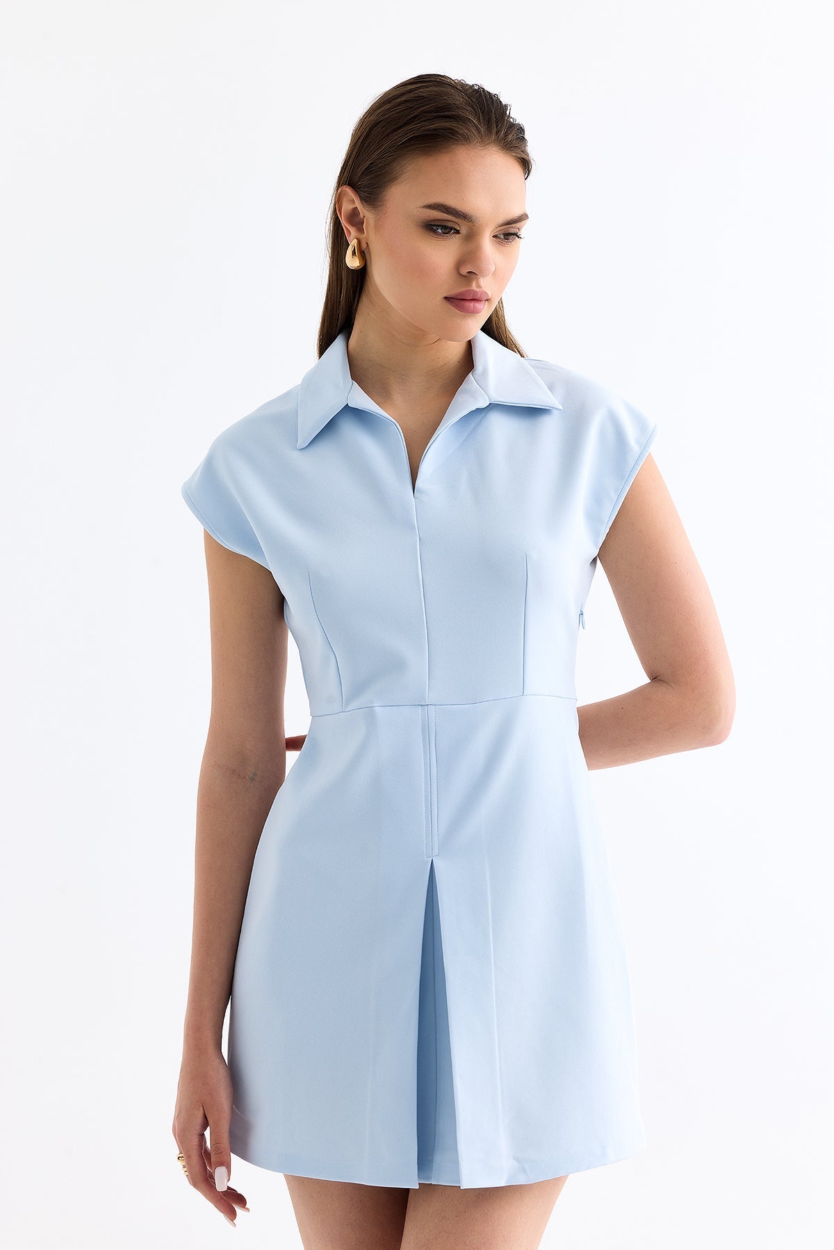 Padded Mini Dress Baby Blue - Lebbse