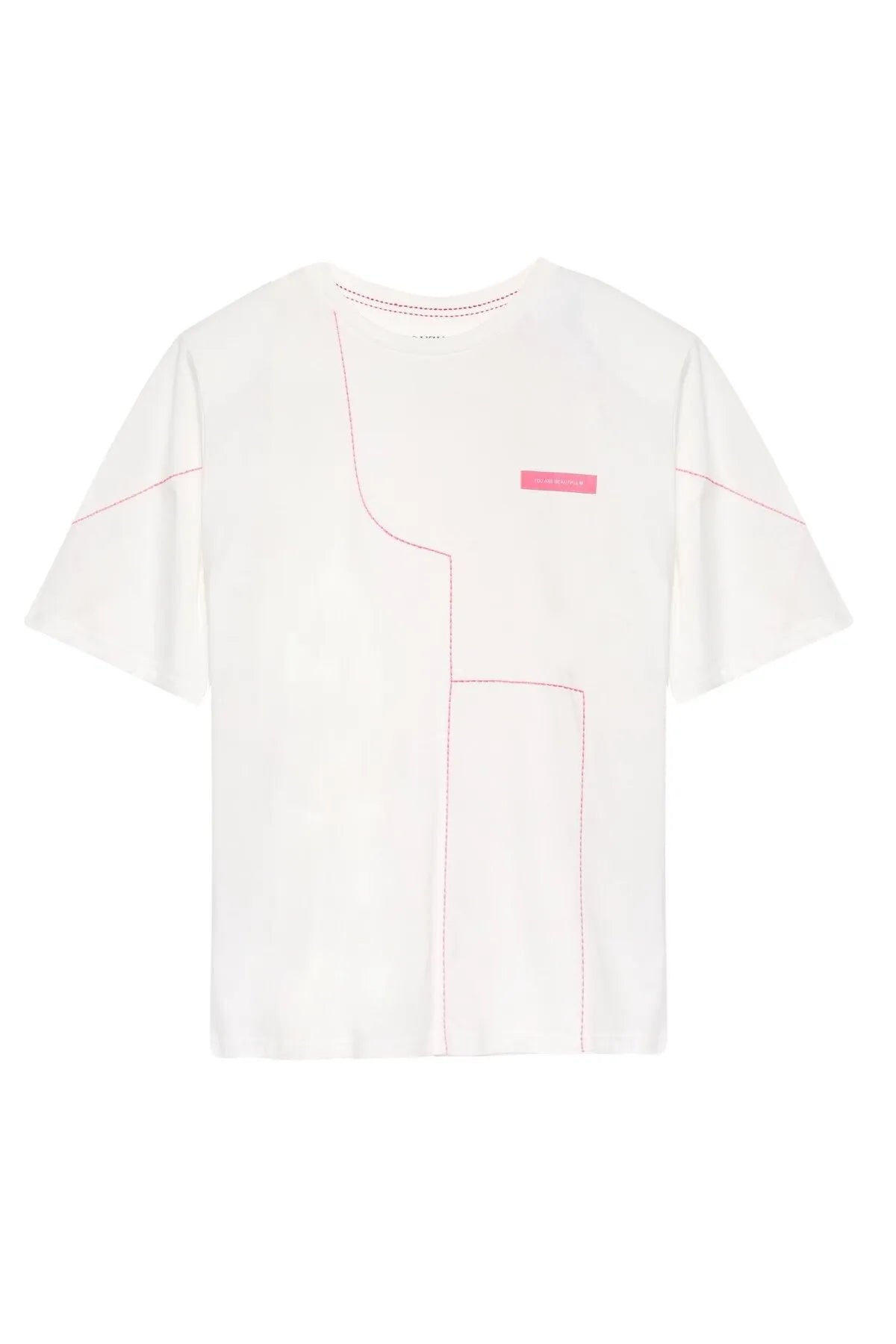 Padded Stripe Detail Basic T-shirt | CLOTHES | Lebbse Padded Stripe Detail Basic T-shirt | CLOTHES | Lebbse