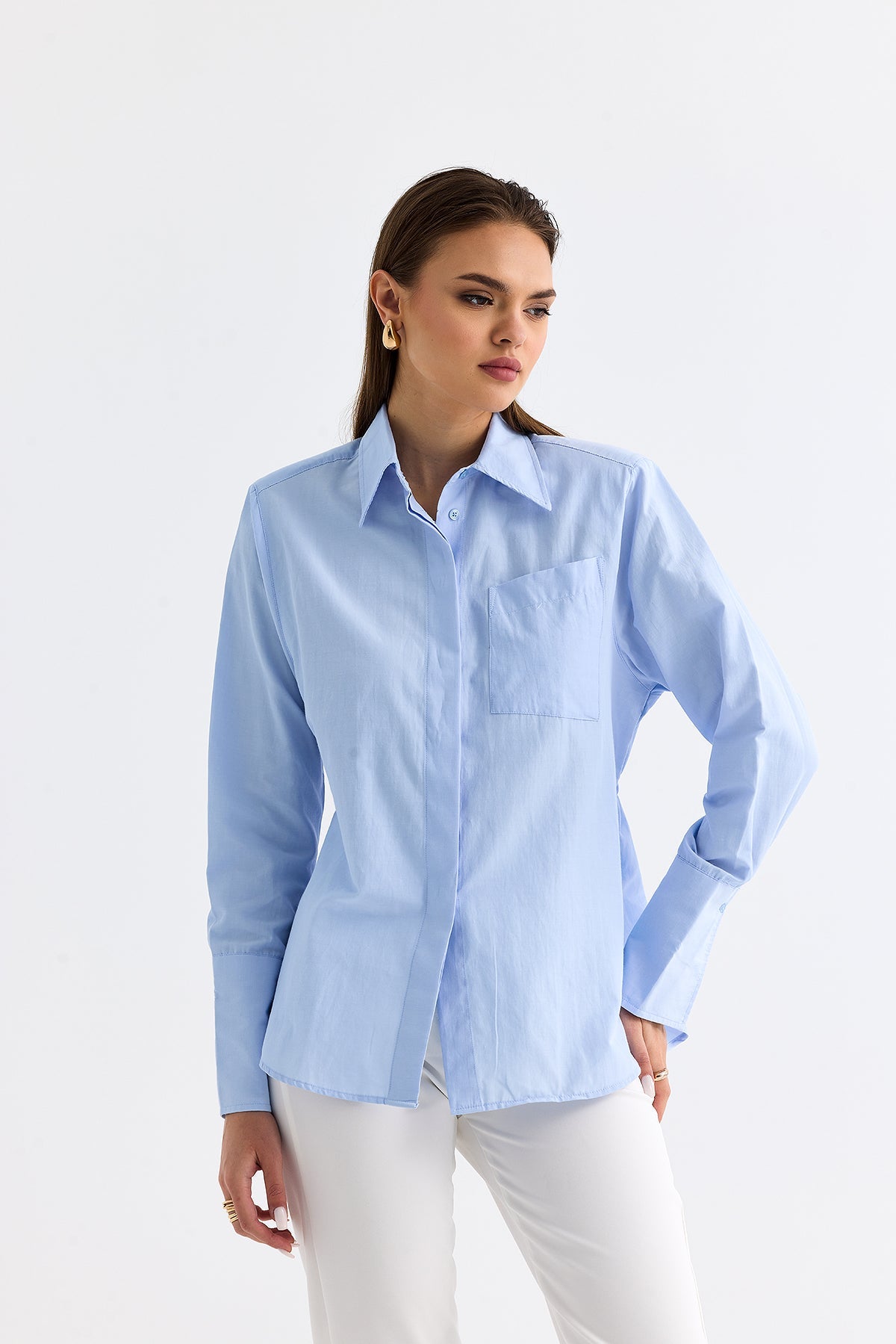 Padded Waist Tied Shirt Baby Blue | CLOTHES | Lebbse Padded Waist Tied Shirt Baby Blue | CLOTHES | Lebbse