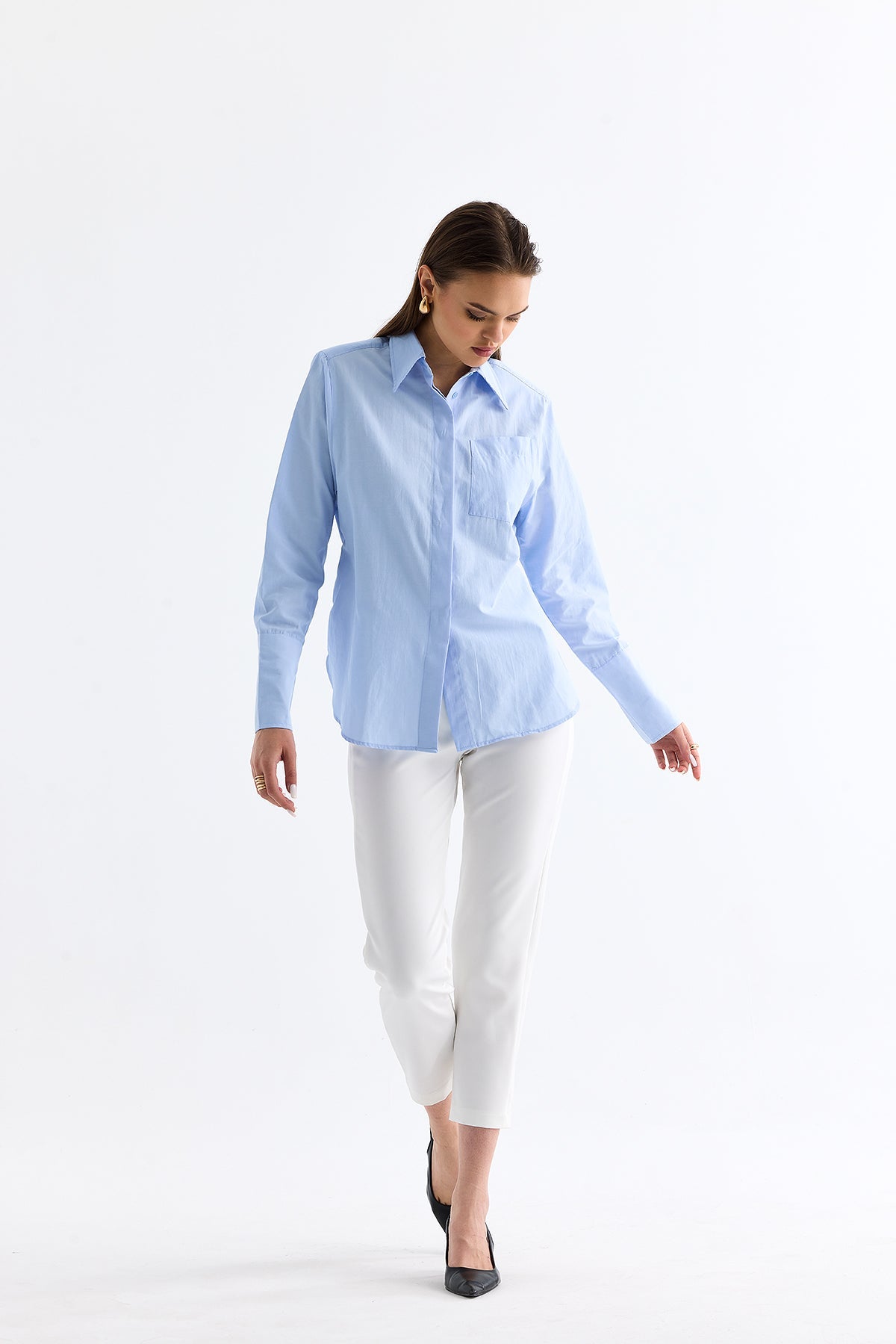 Padded Waist Tied Shirt Baby Blue | CLOTHES | Lebbse Padded Waist Tied Shirt Baby Blue | CLOTHES | Lebbse