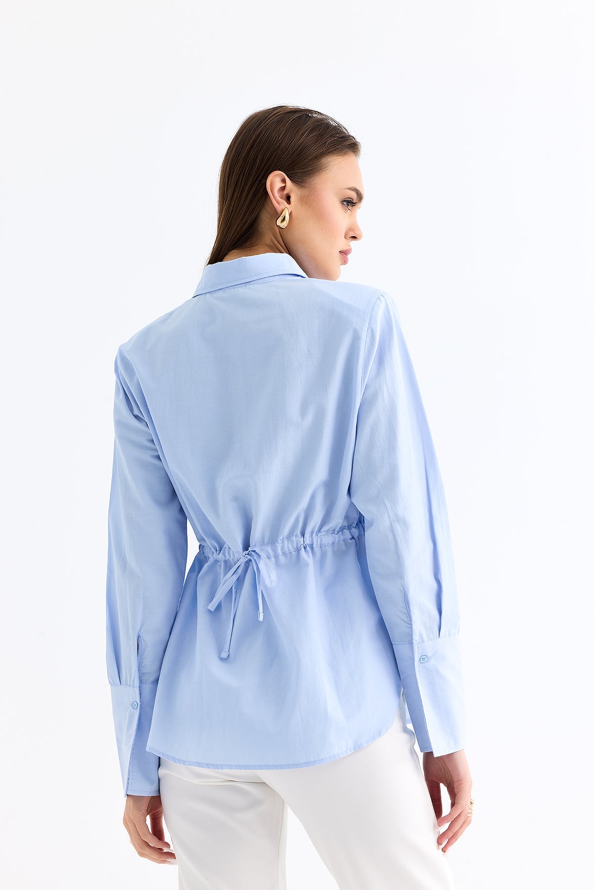 Padded Waist Tied Shirt Baby Blue | CLOTHES | Lebbse Padded Waist Tied Shirt Baby Blue | CLOTHES | Lebbse