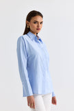 3- قميص نسائي بخصر مفصل لون أزرق فاتح - Padded Waist Tied Shirt Baby Blue