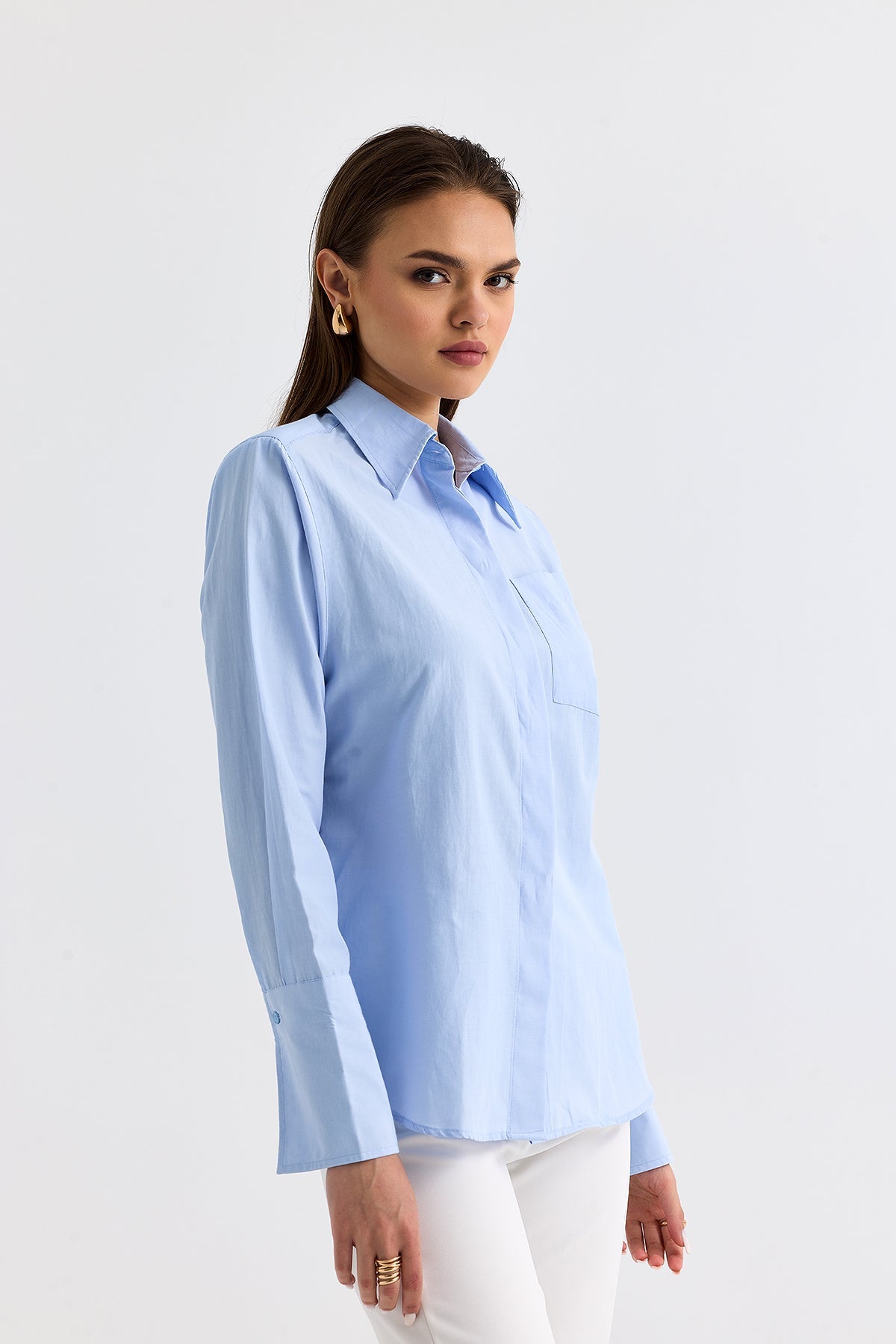 Padded Waist Tied Shirt Baby Blue | CLOTHES | Lebbse Padded Waist Tied Shirt Baby Blue | CLOTHES | Lebbse