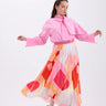 PATTERNED DRY ROSE PLEATED SKIRT - Lebbse