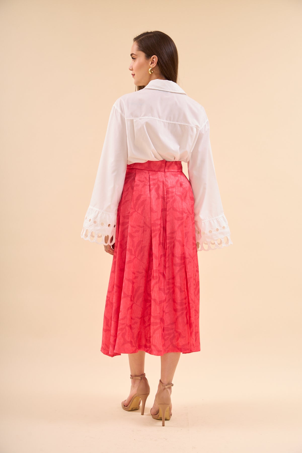 Patterned Flared Skirt Pomegranate - Lebbse