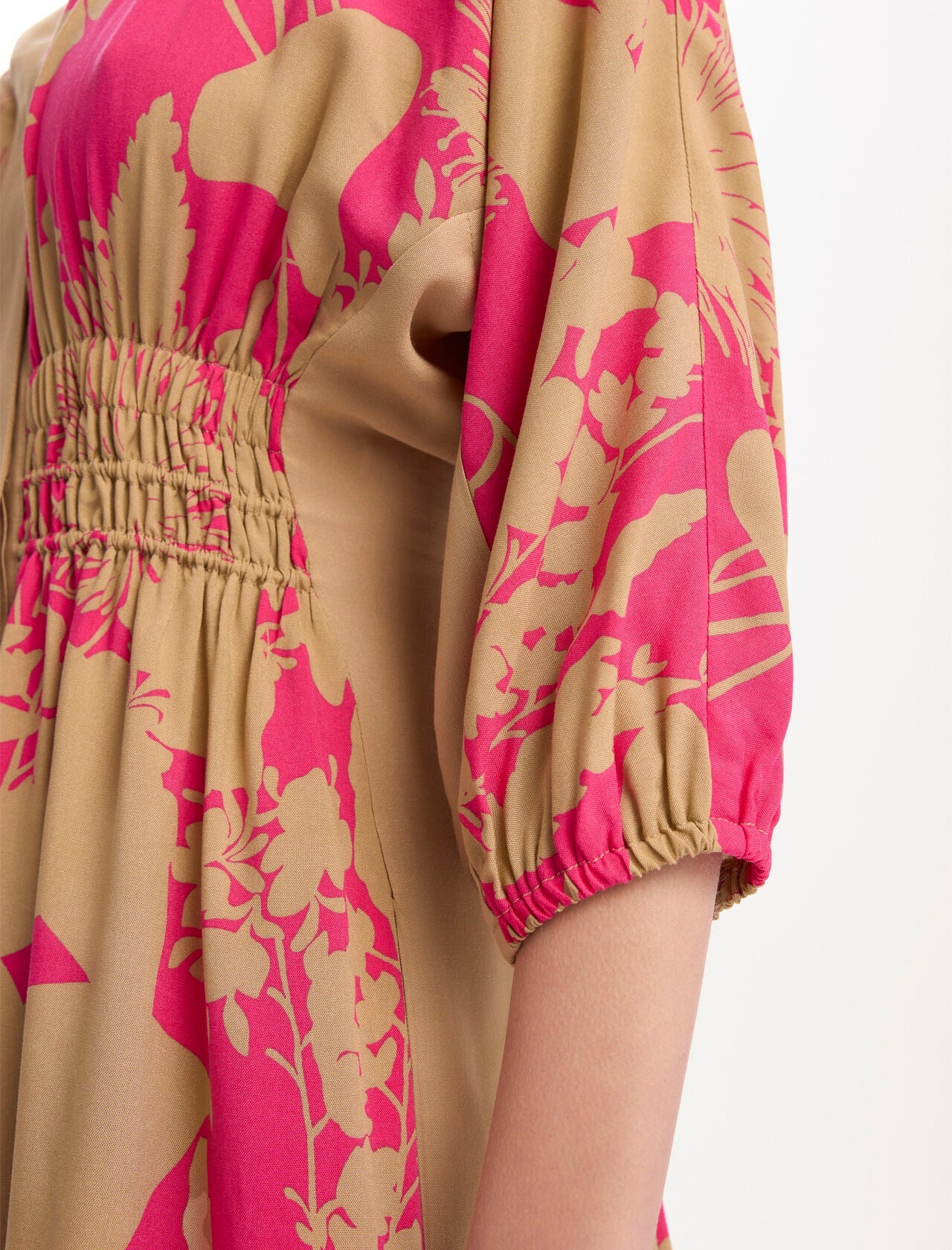 Patterned Maxi Viscose Dress Fuchsia - Lebbse