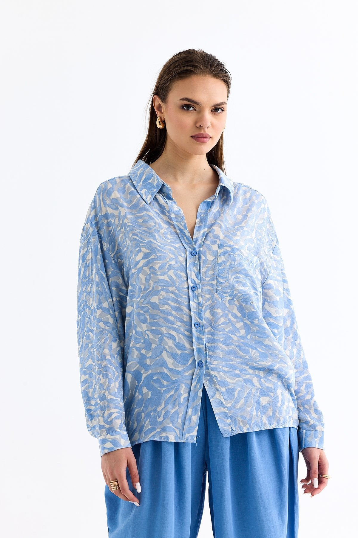 Patterned Shirt Light Blue - Lebbse