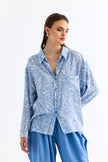 قميص نسائي منقوش باللون الأزرق الفاتح - Patterned Shirt Light Blue
