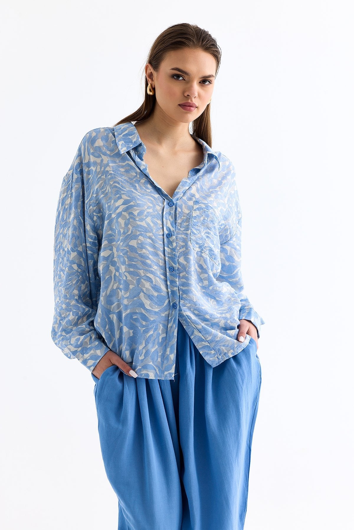 Patterned Shirt Light Blue | November Vibes | Lebbse Patterned Shirt Light Blue | November Vibes | Lebbse