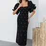 فساتين سهرة اسود طويل مطرز باللؤلؤ - Pearl Embroidered Evening Dress - BLACK