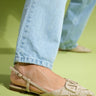PELOPS Beige Open Back Pointed Toe Women's Ballet Shoes - Lebbse