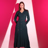 Petrol Buttoned Chain Knit Dress - Lebbse