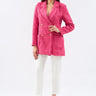 جاكيت وردي نسائي سترة بليزر مبطنة مع جيوب - Pink Padded Blazer Jacket With Pockets
