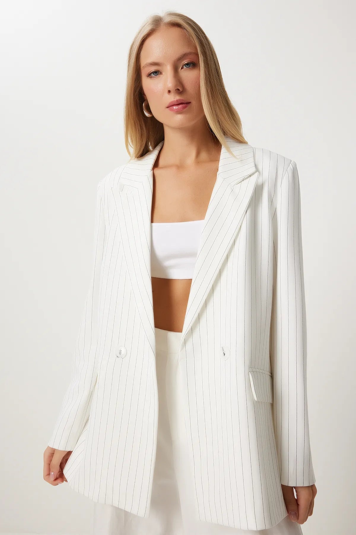 Pinstripe Oversize Double Breasted Jacket - Lebbse