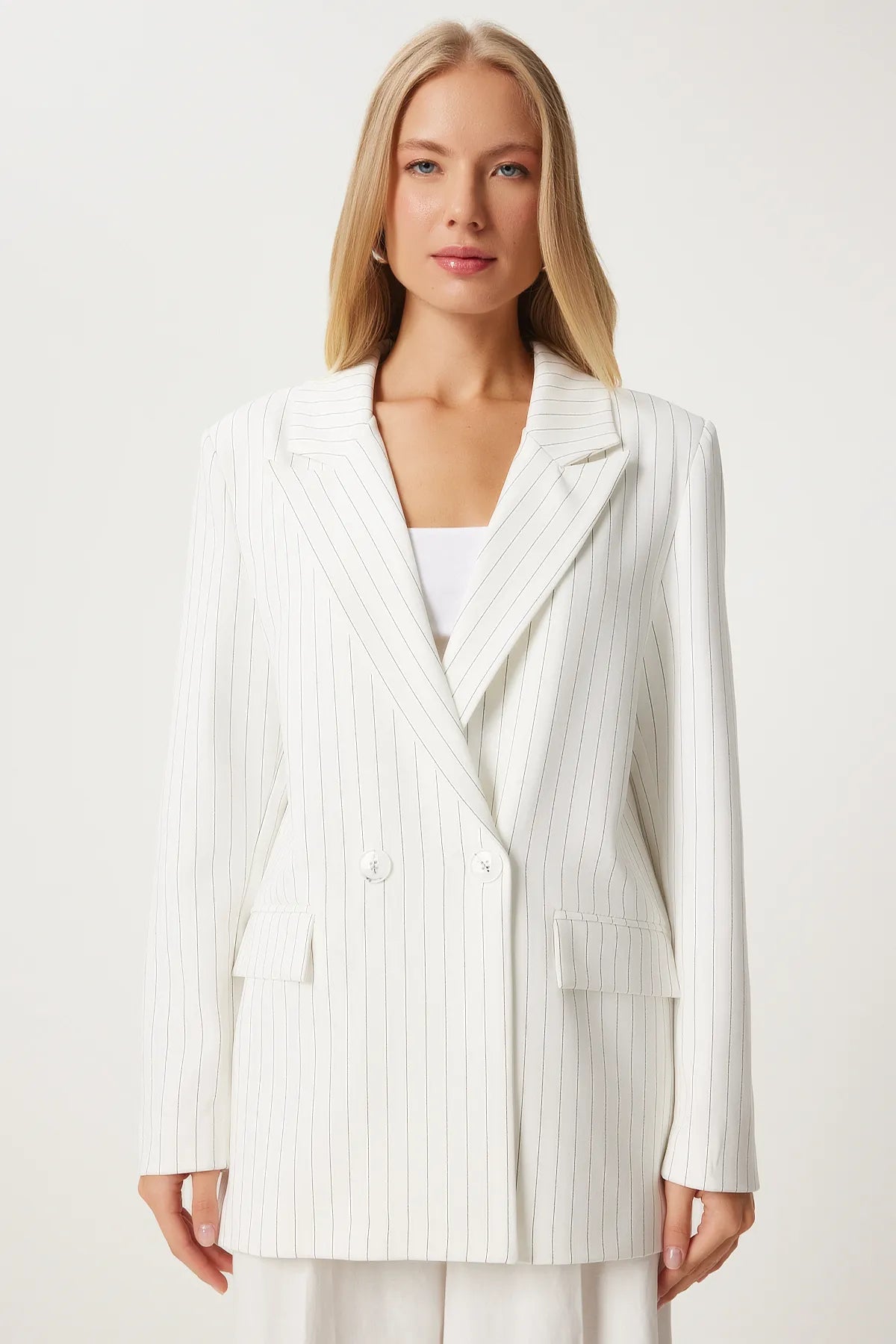 Pinstripe Oversize Double Breasted Jacket - Lebbse