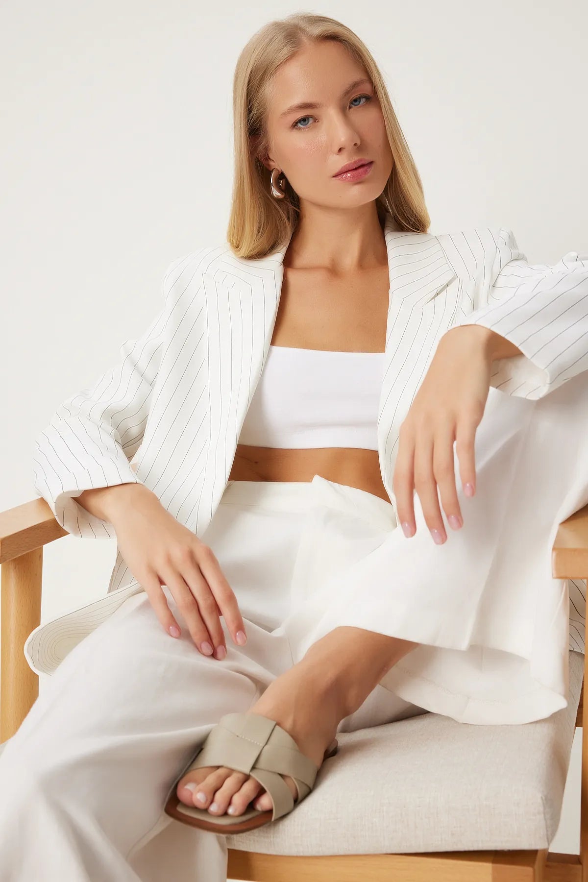 Pinstripe Oversize Double Breasted Jacket - Lebbse