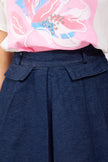 Pleated Mini Denim Skirt Blue - Lebbse