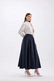 PLEATED NAVY BLUE SKIRT - Lebbse
