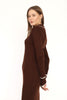 5- فساتين تريكو للمحجبات طويل بياقة بولو بني - POLO NECK LONG KNITWEAR DRESS BROWN
