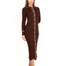 فساتين تريكو للمحجبات طويل بياقة بولو بني - POLO NECK LONG KNITWEAR DRESS BROWN