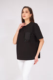 Poplin Stone Embroidered Tshirt Black - Lebbse