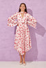2- فتحة الرقبة فستان V بودرة بياقة وأكمام طويلة وطيات - Powder V-Neck Tie Detailed Long Sleeve Pleated Patterned Dress