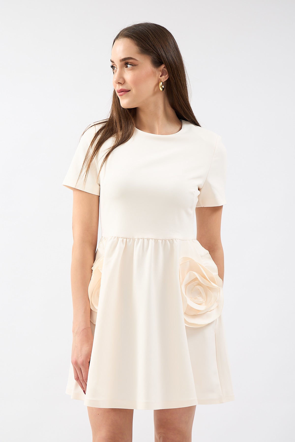 Premium Big Rose Detailed Crepe Dress | CLOTHES | DRESS | Lebbse Premium Big Rose Detailed Crepe Dress | CLOTHES | DRESS | Lebbse