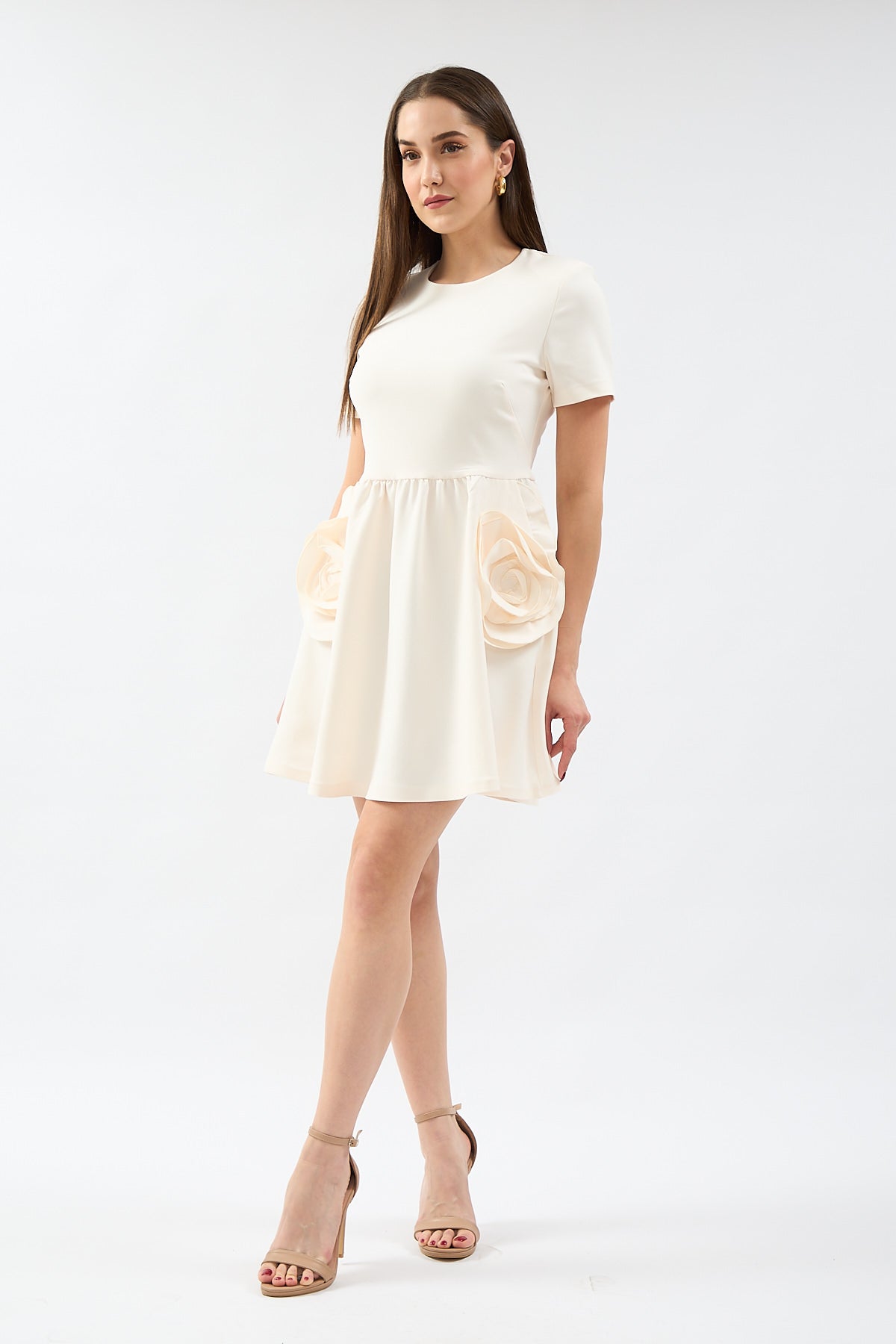 Premium Big Rose Detailed Crepe Dress | CLOTHES | DRESS | Lebbse Premium Big Rose Detailed Crepe Dress | CLOTHES | DRESS | Lebbse