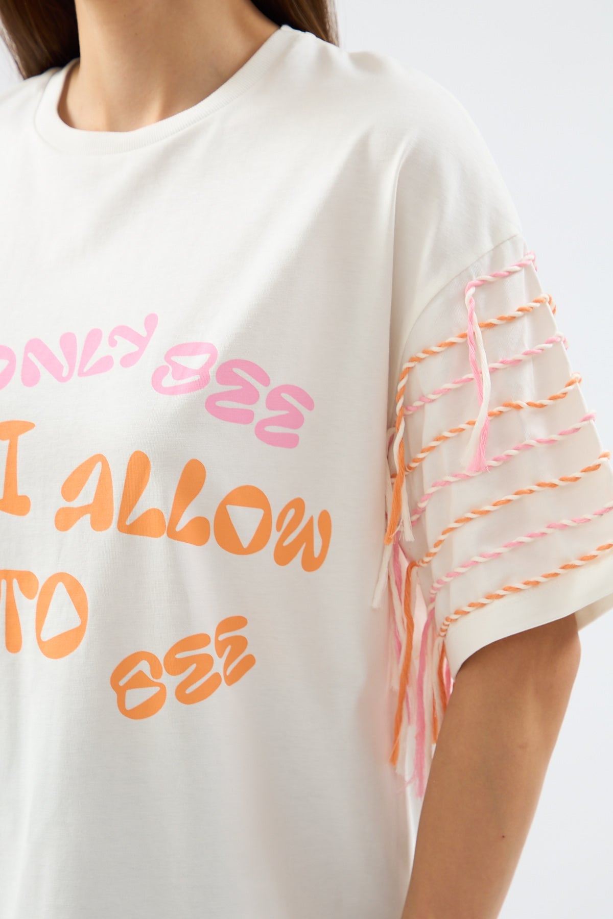 Printed and Cord Detailed Tshirt - Lebbse