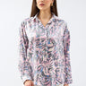 قميص نسائي منقوش مطبوع باللون الوردي والأزرق - Printed Patterned Shirt Pink Blue