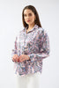 3- قميص نسائي منقوش مطبوع باللون الوردي والأزرق - Printed Patterned Shirt Pink Blue