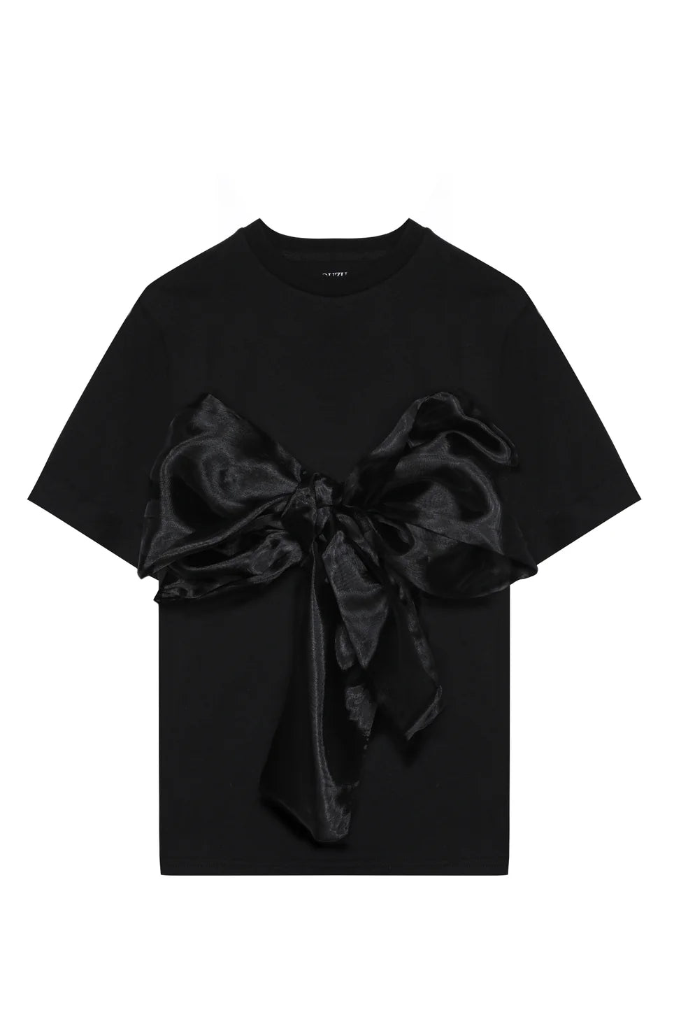 Ribbon Detailed Short Sleeve T-Shirt Black