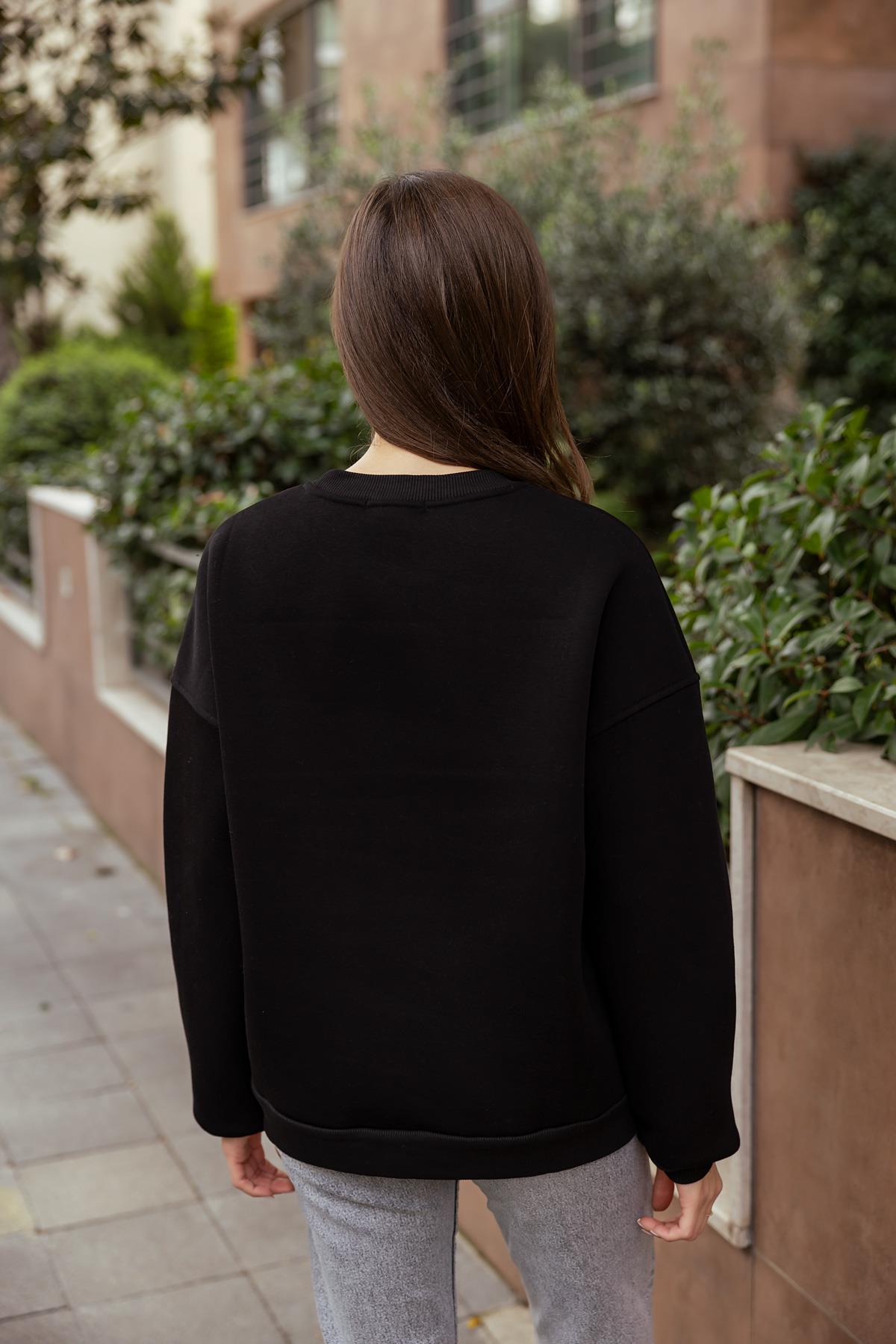 Raised Sweatshirt - BLACK - Lebbse