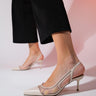 RAVENNA Beige Women's Pointed Toe Open Back Thin Heeled Shoes - Lebbse