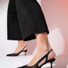 RAVENNA Black Women's Pointed Toe Open Back Thin Heeled Shoes - Lebbse