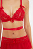 Red Lace Non - wired Cupless Knitted Underwear Set - Lebbse
