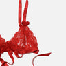 Red Lace Non - wired Cupless Knitted Underwear Set - Lebbse