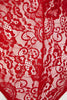 Red Lace Window/Cut Out Detail Snap Bodysuit - Lebbse