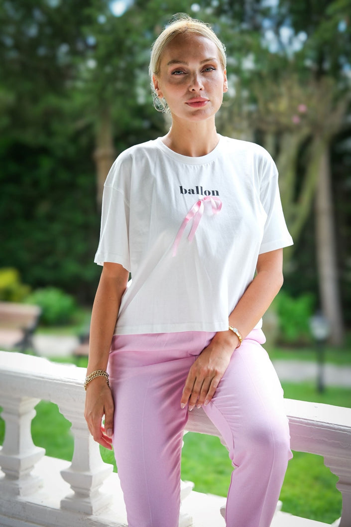 Ribbon Detailed Tshirt - Lebbse