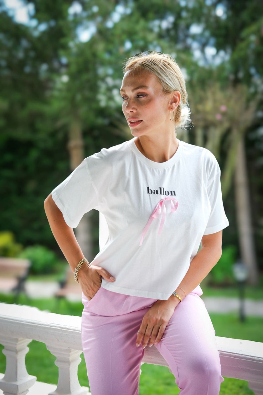 Ribbon Detailed Tshirt - Lebbse