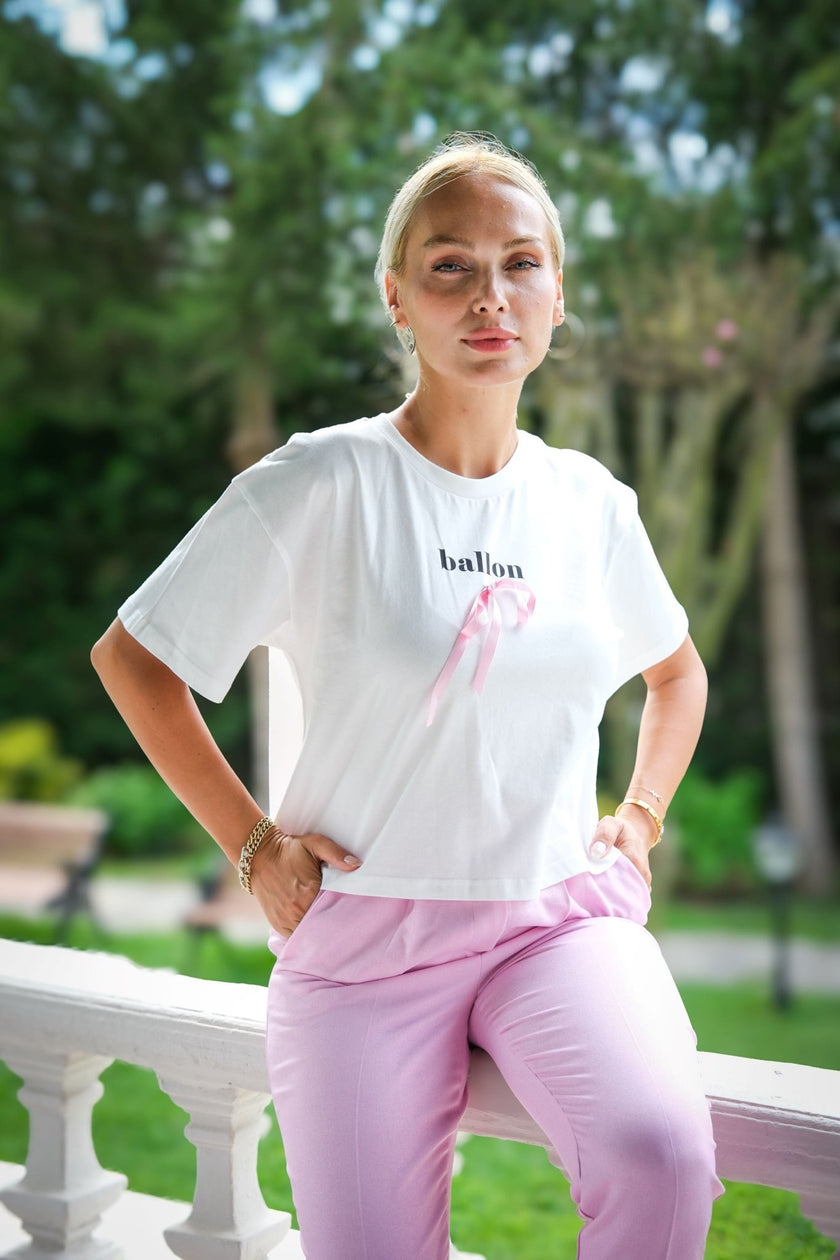 Ribbon Detailed Tshirt - Lebbse