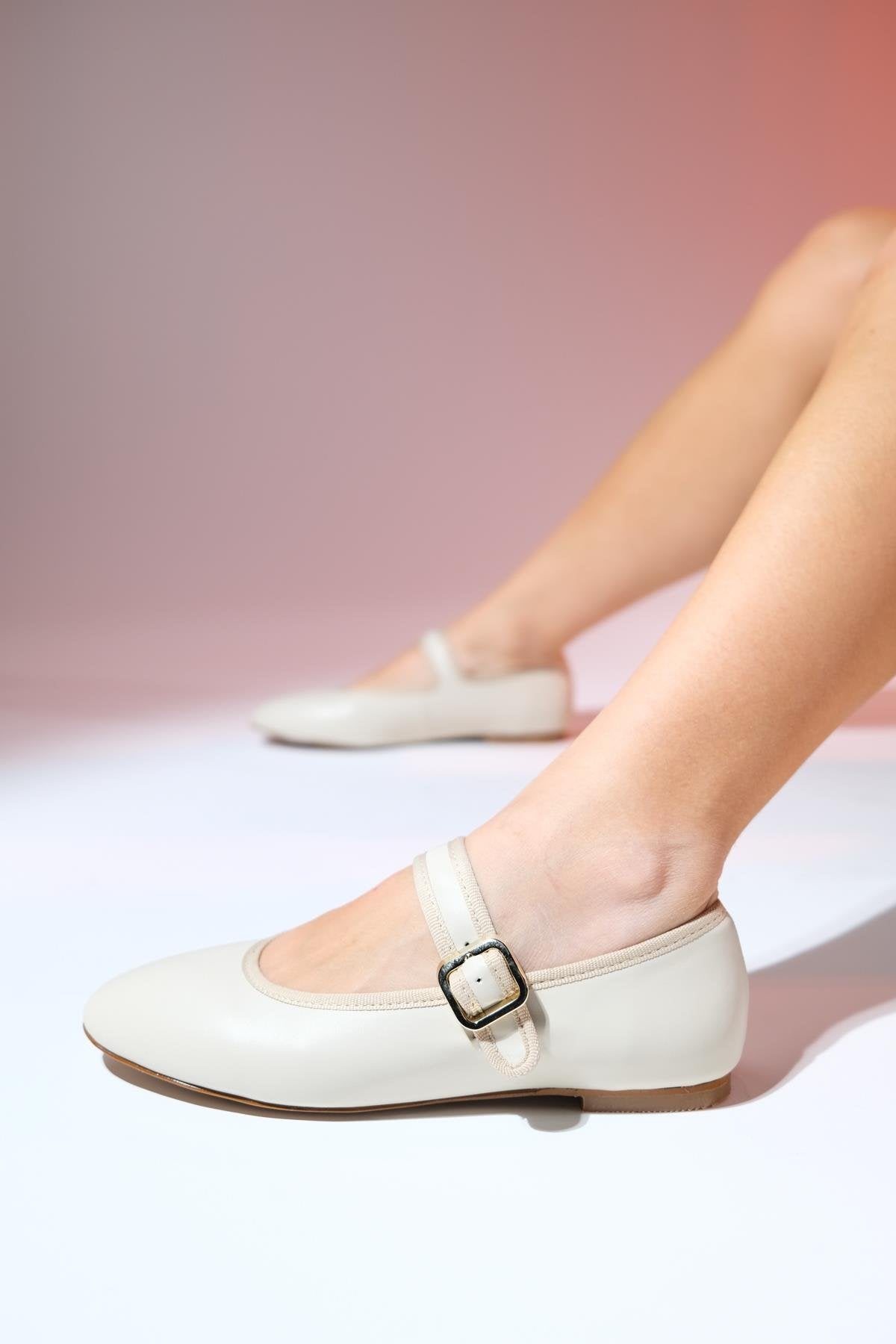 ROLLO Beige Skin Women's Ballerina Shoes - Lebbse