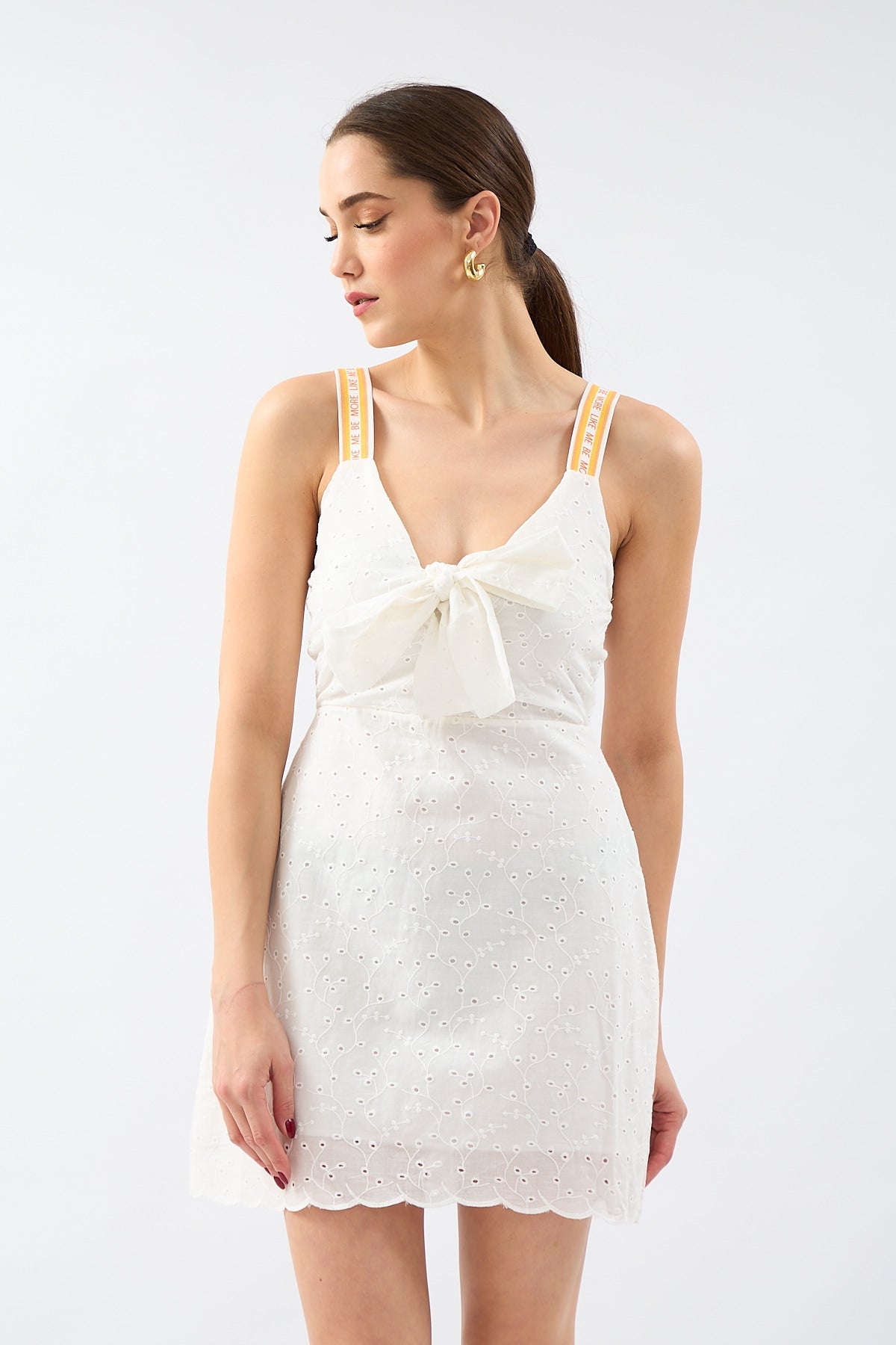 Rubber Detailed Embroidery Dress Ecru | CLOTHES | DRESS | Lebbse Rubber Detailed Embroidery Dress Ecru | CLOTHES | DRESS | Lebbse