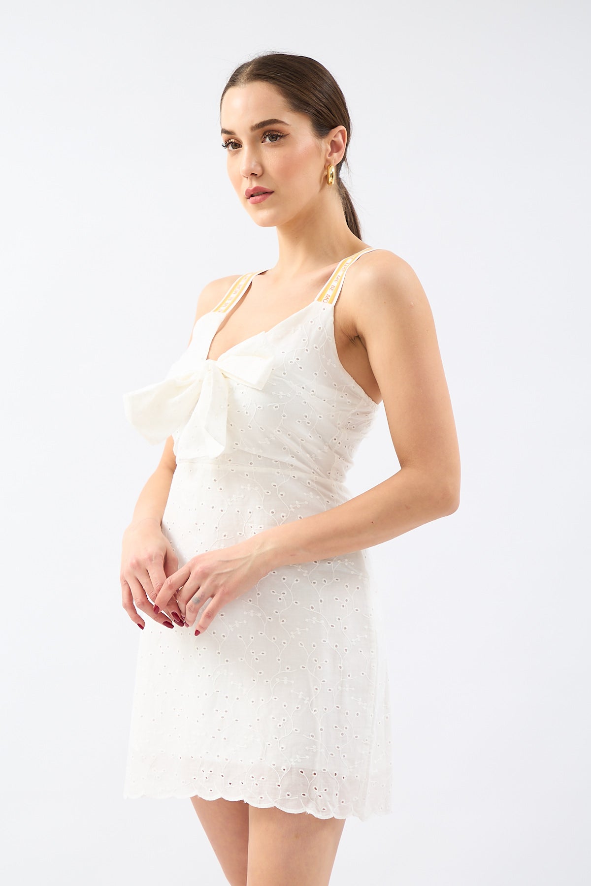 Rubber Detailed Embroidery Dress Ecru | CLOTHES | DRESS | Lebbse Rubber Detailed Embroidery Dress Ecru | CLOTHES | DRESS | Lebbse
